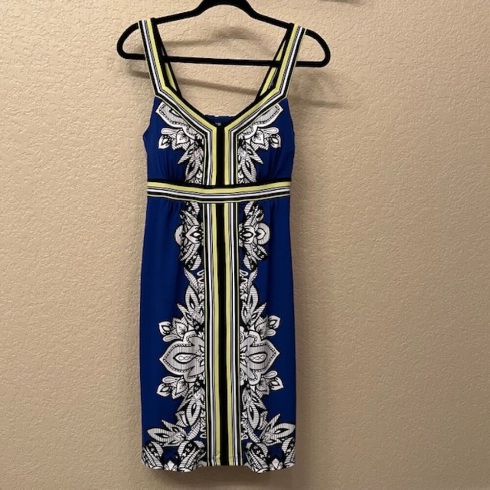 Sleeveless empire waist dress Blue LIme Sundress summer beach  S